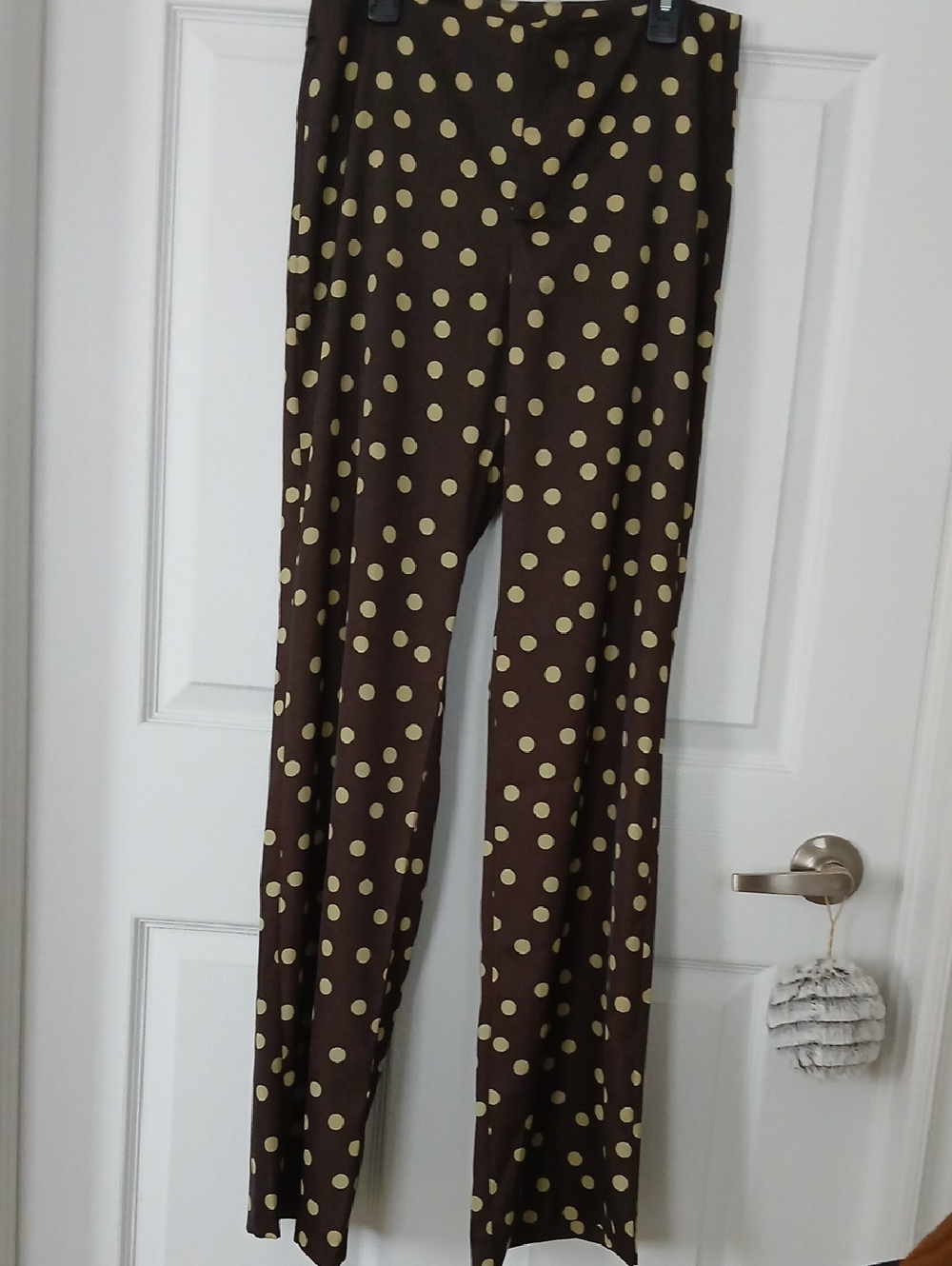 Polka Dot Wide-Leg Pants - Brown/Beige NWT